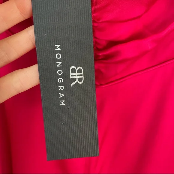 Banana Republic Monogram 100% Silk Maxi Dress Gown Pink Red Size 6 Wedding